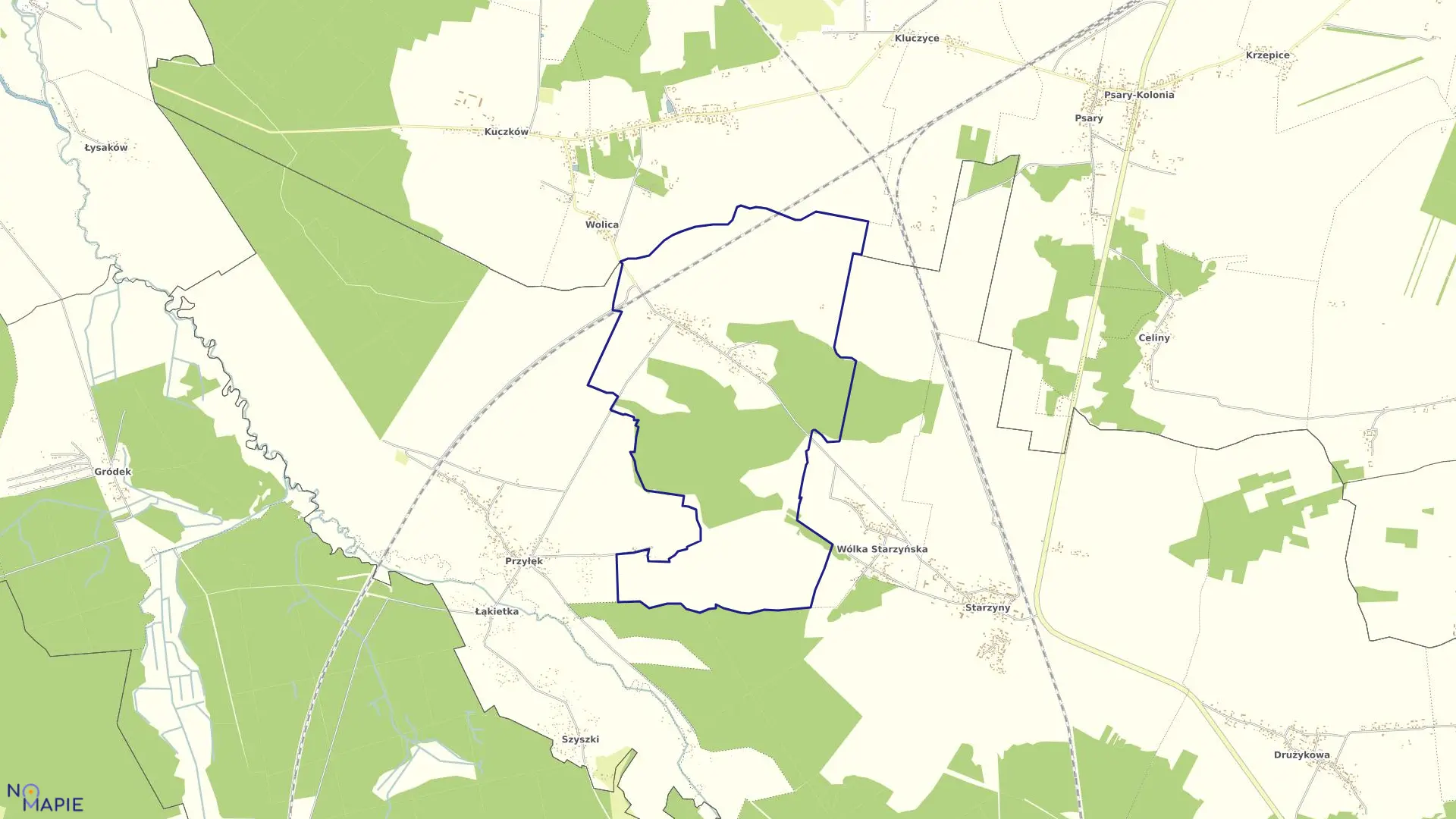 Mapa obrębu BRZOSTEK w gminie Szczekociny