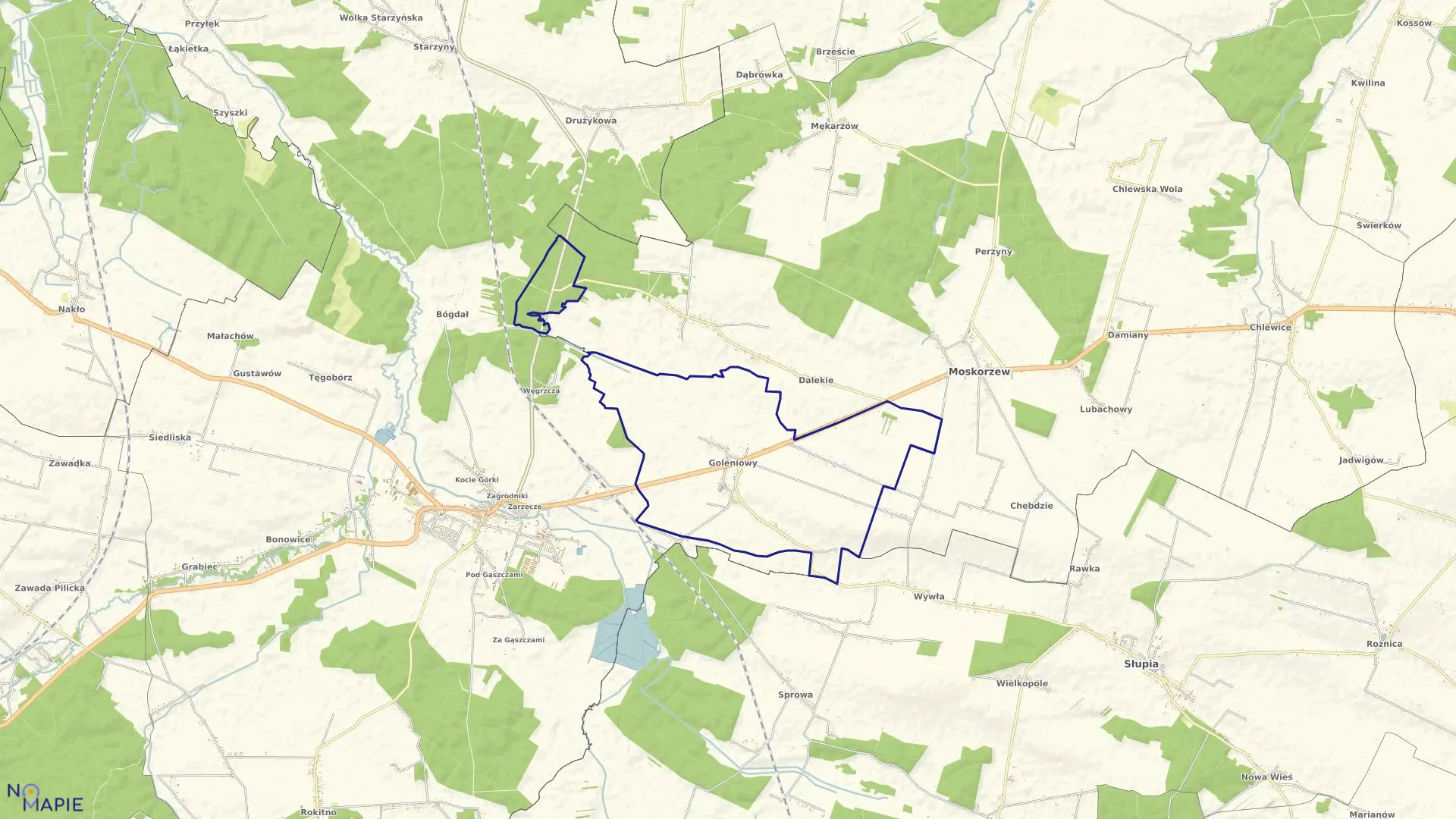 Mapa obrębu GOLENIOWY w gminie Szczekociny