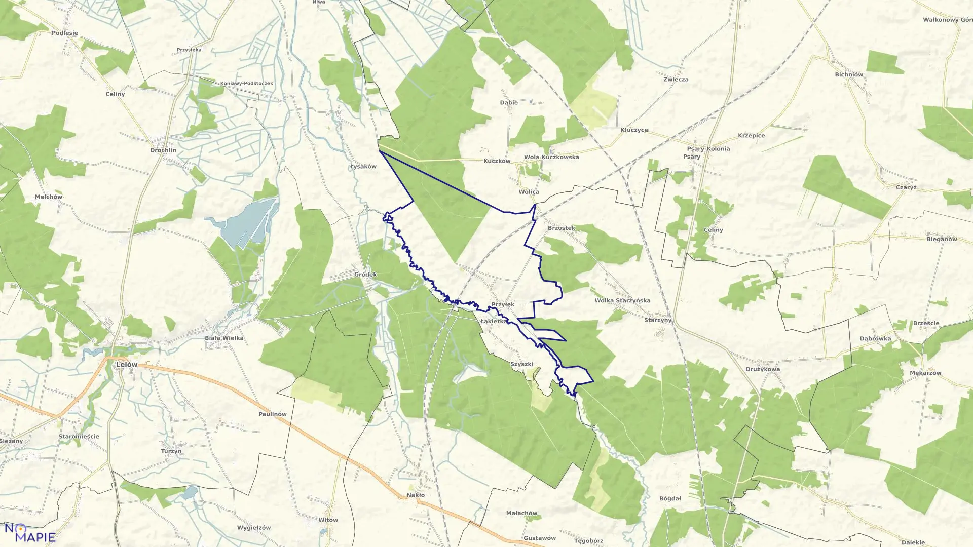 Mapa obrębu PRZYŁĘK w gminie Szczekociny